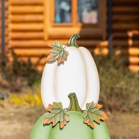 Glitzhome® Set of 3 Fall Stacked Pumpkin Metal Yard Stakes